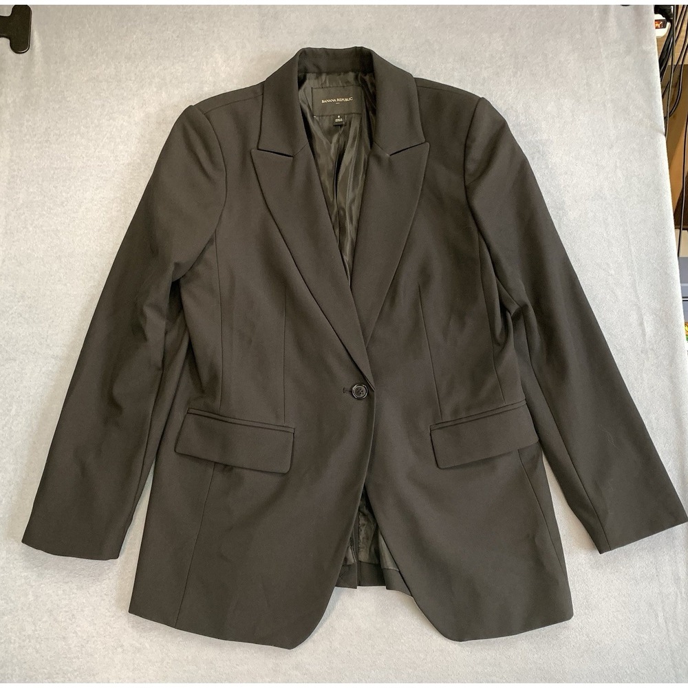 Banana Republic Classic Black Long Sleeve Button Front Blazer Jacket Size 8